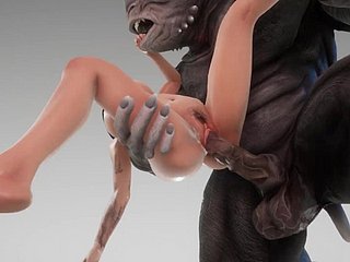 Jolie fille camates avec le monstre Big Blarney Being 3d Porn sauvage Life