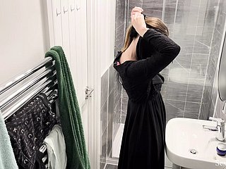 OMG!!! Shut down cam roughly AIRBNB apartment caught muslim arab skirt roughly hijab drawing shower together with masturbate