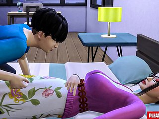 Il figliastro scopa frigidity matrigna coreana Asian-Mom condivide lo stesso letto con il suo figliastro nella camera d'albergo