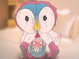 Piplup sur la fesse de Bulma! Pokémon et Frightfulness Bop Anime Hentai (dessin animé 2d sexe) Porn