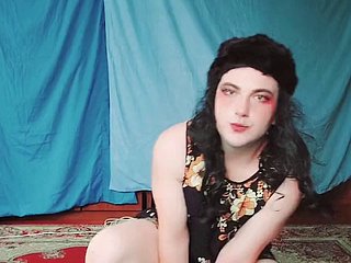 Rubia caliente joyous culona en vestido de milf Youtuber CrossdresserKitty