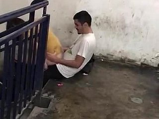 israeli fucking in building stairs.